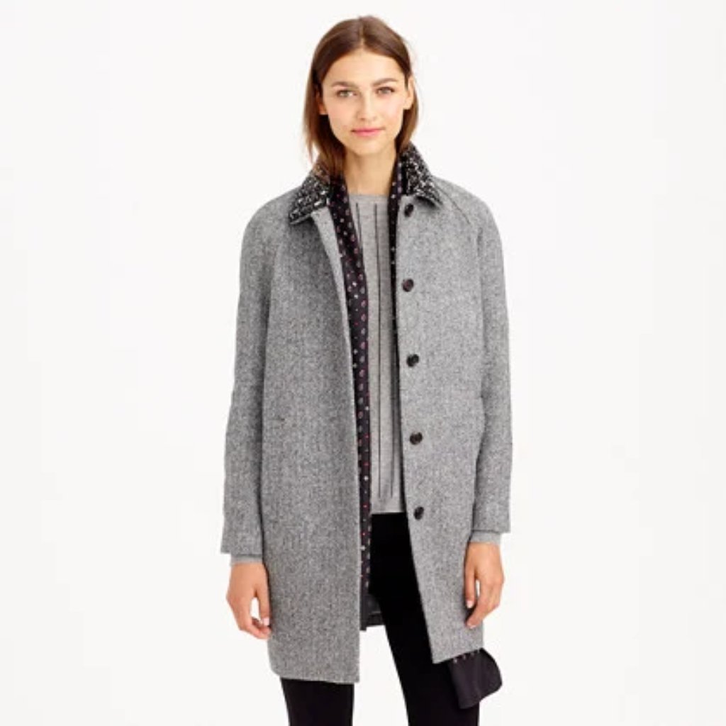 J. Crew Collection Jeweled Collar Herringbone Coat Size 00 - $650 Original